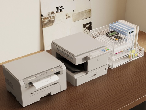  打印机 置物架 文件夹 办公用品su模型 