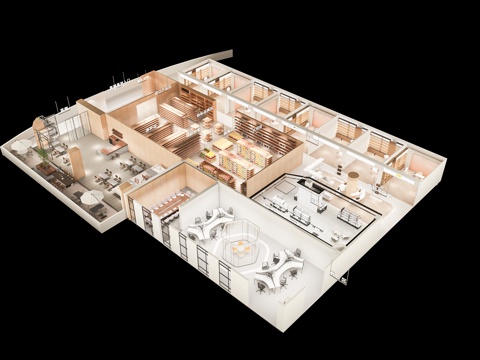  网红零售直播基地鸟瞰3d模型 