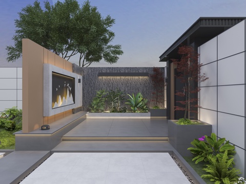  户外花园庭院3d模型 