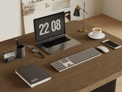  办公用品 现代办公用品 电脑3d模型 