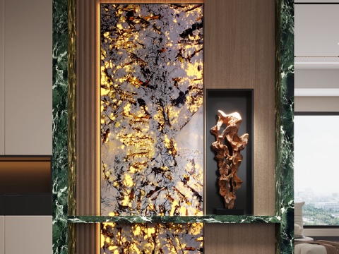  现代玄关背景墙 背景墙 装饰性玄关3d模型 