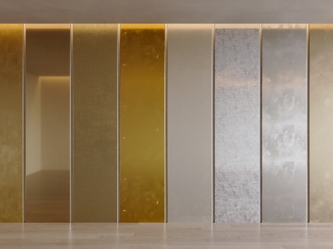  现代护墙板 金属护墙板 拉丝金属板 古铜金属 金色不锈钢su模型 