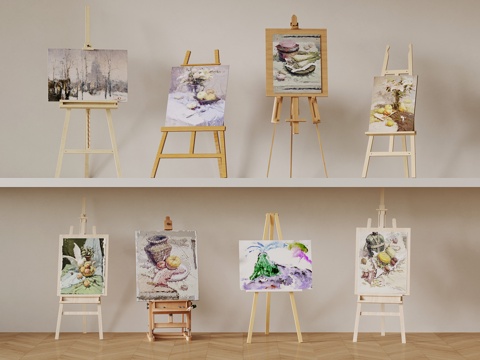  画具 现代画架3d模型 