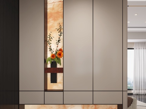  现代玄关过道 透光石 装饰性玄关 玄关隔断 入户玄关3d模型 