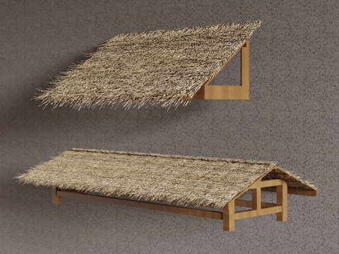  新中式屋檐 茅草屋檐3d模型 