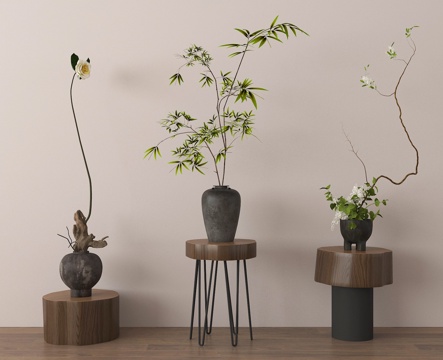  花瓶 花艺 花几 陶罐3d模型 