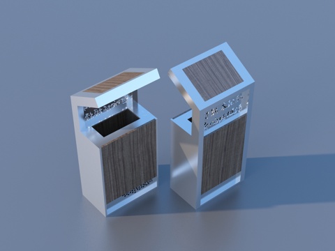  回收桶 垃圾桶 小品3d模型 