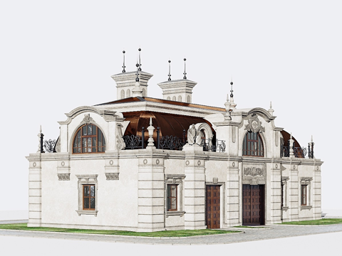  简欧车库建筑3d模型 