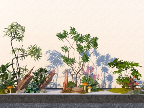  现代室内植物组合3d模型 
