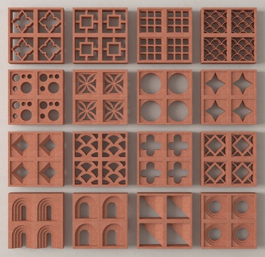  预制砖 镂空砖 隔断 水泥镂 空砖3d模型 