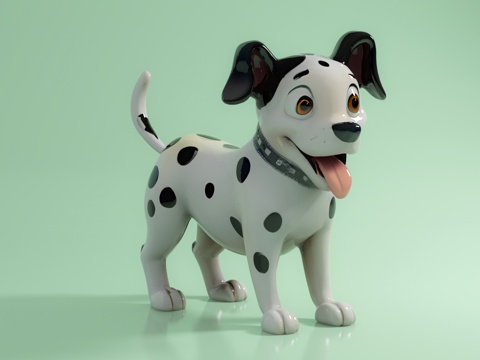  斑点狗 奶牛狗Q版动物 卡通形象 动漫动画 玩具玩偶 陶瓷手3d模型 