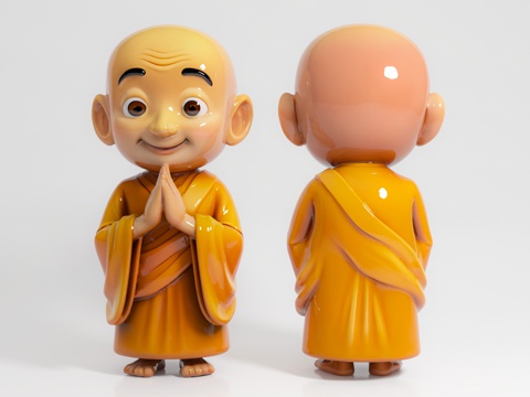  卡通和尚 卡通人物 男人光头 僧侣寺庙 动漫动画 手办摆件3d模型 