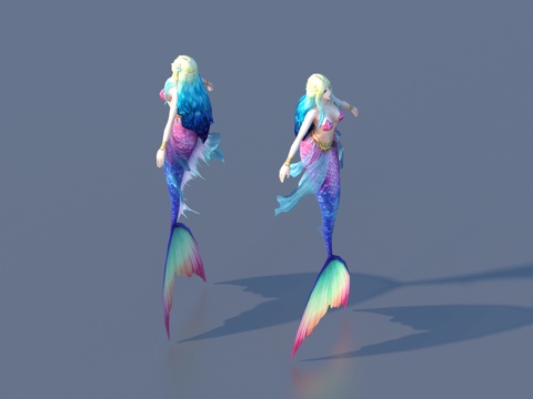  美人鱼 卡通 游戏角色3d模型 