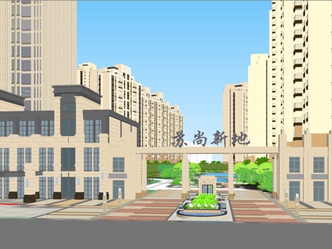  大丰商住项目整体模型su模型 