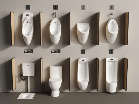  现代小便斗马桶蹲便器3d模型 