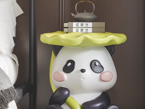  新中式熊猫边几3d模型 