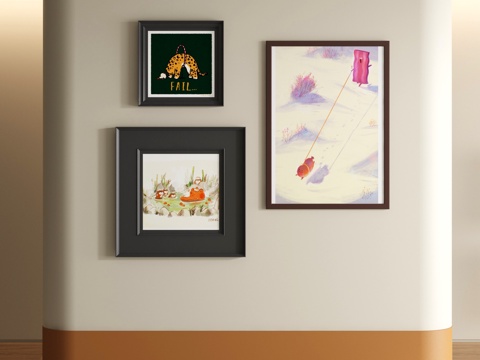  现代风景装饰画su模型 