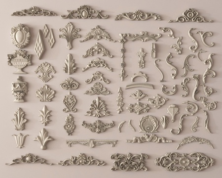  欧式雕花 石膏雕花 角线3d模型 