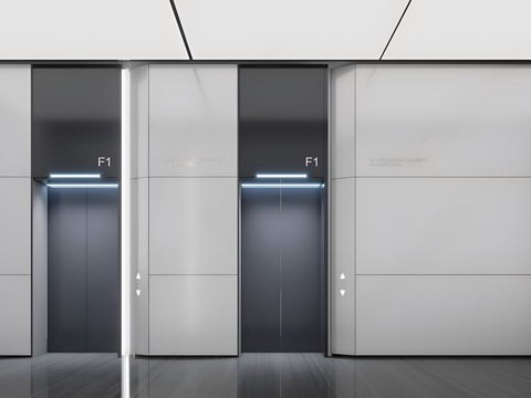  现代电梯厅 电梯间 电梯门3d模型 