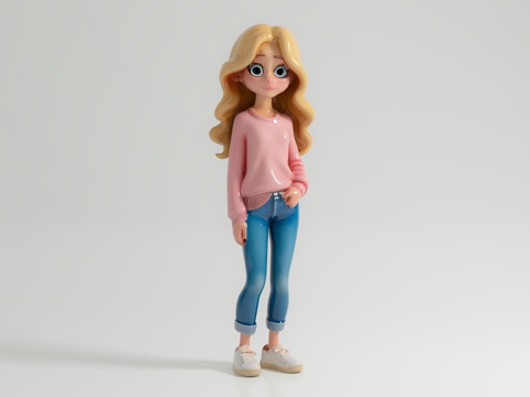  少女女孩女生 卡通人物 卡通形象 动漫动画 公仔手办摆件 雕3d模型 