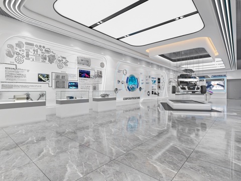  现代通用空间 汽车展厅 展厅 科技展厅3d模型 