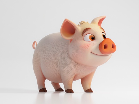  卡通白家猪 小猪Q版形象卡通形象 动漫动画 玩具玩偶 陶瓷手3d模型 