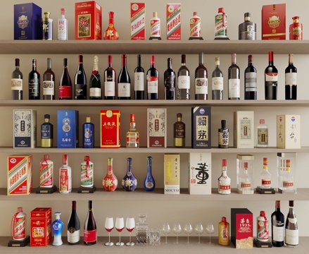  酒 红酒 葡萄酒 白酒 酒盒 酒杯 茅台酒 五粮液3d模型 