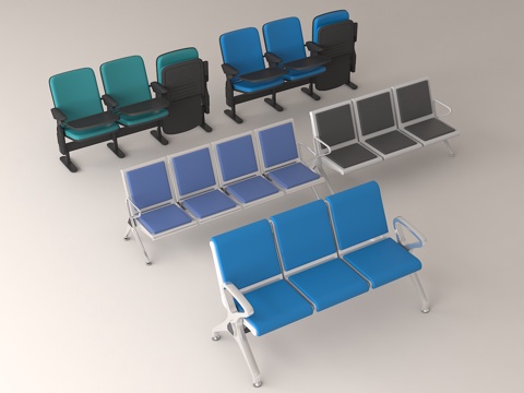  带扶手座椅 公共座椅 #等候椅 #排椅3d模型 