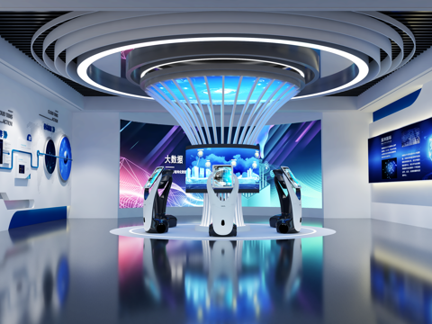  现代科技展厅 展厅展墙 展厅展馆3d模型 