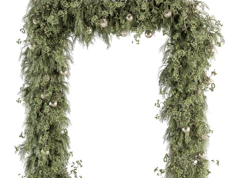 圣诞节装饰门廊 植物门廊 藤蔓 植物墙3d模型 