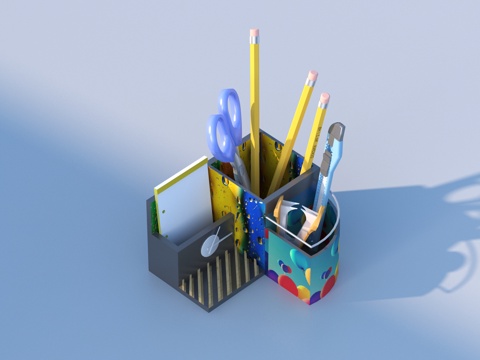  笔筒 文具 小品3d模型 
