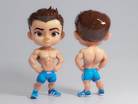  健美健身男 肌肉男卡通人物 卡通形象 动漫动画 公仔手办摆件3d模型 