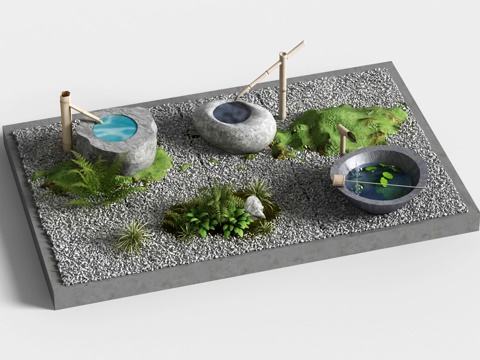  园艺景观水景盆3d模型 
