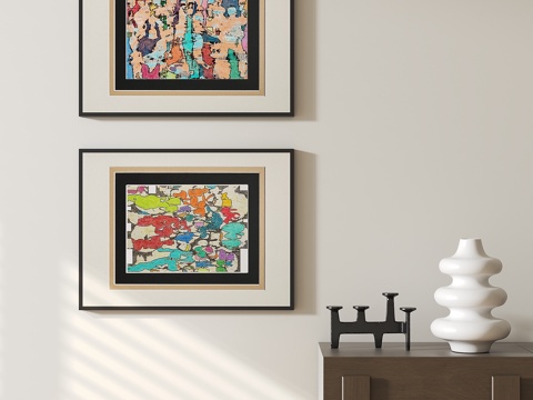  现代抽象挂画组合3d模型 