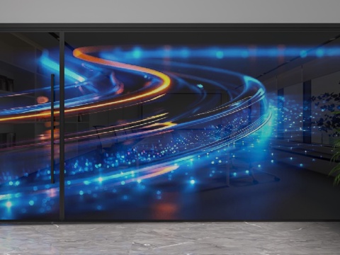 现代玻璃隔断3d模型 
