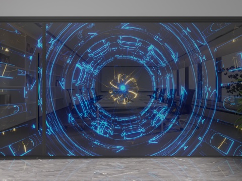  现代玻璃隔断3d模型 