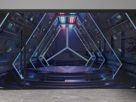  现代玻璃隔断3d模型 