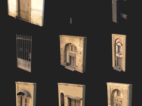  欧式古典门窗铁艺门拱门3d模型 