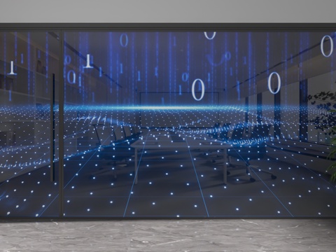  现代玻璃隔断3d模型 