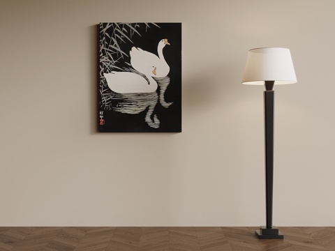  法式中古风装饰画 挂画 落地灯3d模型 