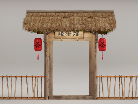  新中式屋檐 门头3d模型 