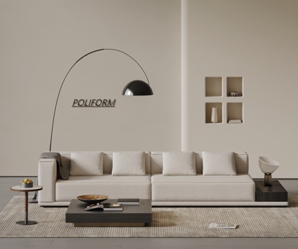  POLIFORM现代沙发 三人沙发布艺沙发  边几沙发3d模型 