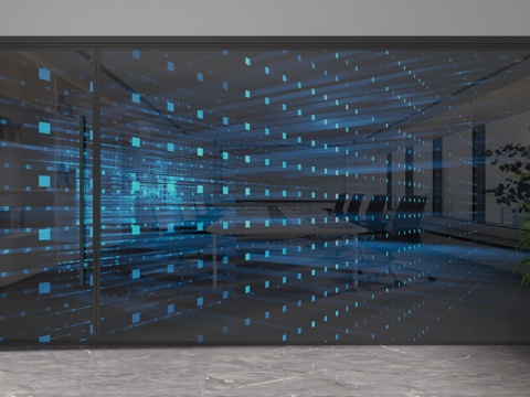 现代玻璃隔断3d模型 