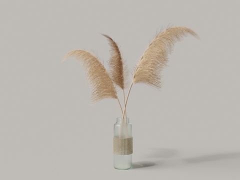  现代毛绒花花瓶3d模型 