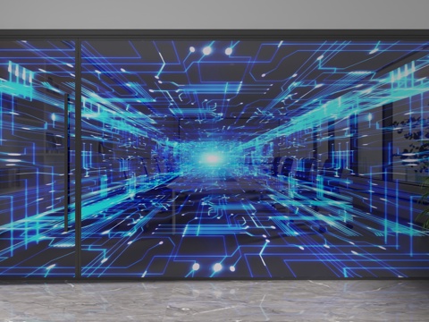  现代玻璃隔断3d模型 