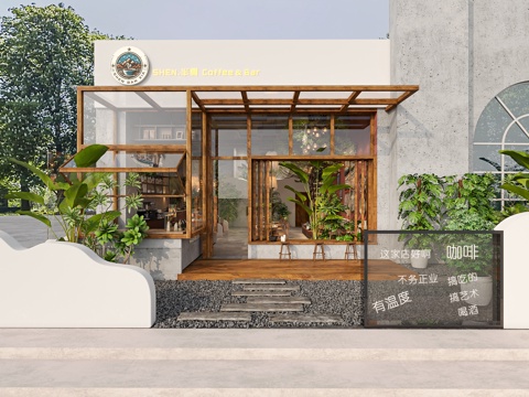  森系咖啡店 咖啡店收银台3d模型 
