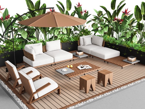  Minotti现代户外沙发 庭院沙发 沙发茶几组合 休闲沙发3d模型 