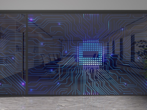  现代玻璃隔断3d模型 
