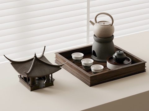  茶具 新中式茶具 茶壶 茶杯3d模型 