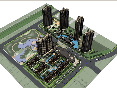  中华大街新古典小区+英式洋房su模型 